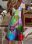 Casual Regular Fit V Neck Dress With No