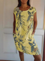 Women's Sleeveless Summer White Tropical Pocket Stitching Crew Neck Daily Going Out Casual Mini A-Line Fit & Flare Dress Dress
