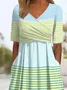 Women's Striped Print V-Neck Dress