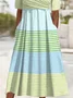 Women's Striped Print V-Neck Dress