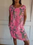 Women's Sleeveless Summer White Tropical Pocket Stitching Crew Neck Daily Going Out Casual Mini A-Line Fit & Flare Dress Dress