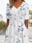 Women's Floral Print V-Neck Dress