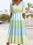 Women's Striped Print V-Neck Dress