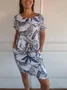 Women's Sleeveless Summer White Tropical Pocket Stitching Crew Neck Daily Going Out Casual Mini A-Line Fit & Flare Dress Dress
