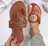Ladies Spot Flip Flops Pu Shoes Metal Buckle Sandals Hardware Buckle Summer Flat Slippers
