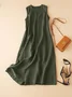 Cotton Dress Women Summer V-neck Sleeveless