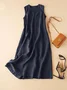 Cotton Dress Women Summer V-neck Sleeveless