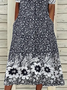 Women's Short Sleeve Summer Black Floral Printing Crew Neck Daily Going Out Casual Maxi H-Line Shift Dress Dress