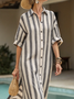 Cotton and linen women's resort shirt dress