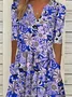 Women's Short Sleeve Summer Purple Floral Printing V Neck Daily Going Out Casual Maxi H-Line Fit & Flare Dress Dress