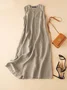Cotton Dress Women Summer V-neck Sleeveless