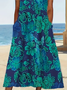 Women's Short Sleeve Summer Cyan Floral Printing V Neck Daily Going Out Casual Maxi H-Line Fit & Flare Dress Dress