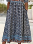 Women's Short Sleeve Summer Purplish blue Floral Printing Crew Neck Daily Going Out Casual Maxi H-Line Shift Dress Dress