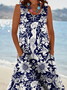 Women's Mermaid Art Print Casual Linen Dress
