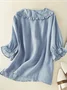 Women's Casual Cute Doll Collar Short Sleeve Shirt