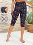 Women's Spring and Summer Floral Print Casual Midi Leggings