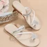 Large Size Women's Toe Sandals Summer New European And American Women's Beach Sandals Rhinestone Flower Flat Slippers