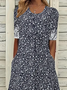 Women's Short Sleeve Summer Black Floral Printing Crew Neck Daily Going Out Casual Maxi H-Line Shift Dress Dress