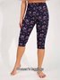 Women's Spring and Summer Floral Print Casual Midi Leggings