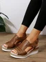 Casual Color Block Summer Pu Wedge Sandal