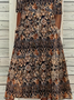 Women's Short Sleeve Summer Brown Floral Printing V Neck Daily Going Out Casual Maxi H-Line Fit & Flare Dress Dress