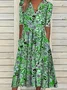 Women's Short Sleeve Summer Purple Floral Printing V Neck Daily Going Out Casual Maxi H-Line Fit & Flare Dress Dress