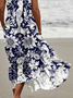 Women's Mermaid Art Print Casual Linen Dress
