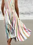 Colourful Wavy Print Womens Pocket Pinafore Linen Dress