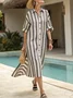 Cotton and linen women's resort shirt dress