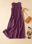 Cotton Dress Women Summer V-neck Sleeveless