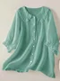 Women's Casual Cute Doll Collar Short Sleeve Shirt
