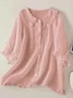 Women's Casual Cute Doll Collar Short Sleeve Shirt