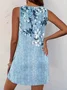 Casual Sleeveless V-Neck Button Print Dress