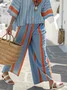 Cotton and linen women's striped suit