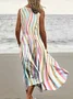 Colourful Wavy Print Womens Pocket Pinafore Linen Dress