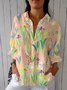Women's Retro Floral Print Casual Cotton And Linen Shirt