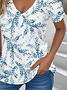 Botanical Pattern Simple Jersey Loose T-Shirt