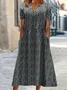 Women's Short Sleeve Summer Black Leopard Printing V Neck Daily Going Out Casual Maxi H-Line Fit & Flare Dress Dress