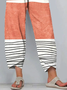 Women's Striped Colorblock Printed Casual Pants