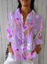 Women's Retro Floral Print Casual Cotton And Linen Shirt