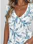 Botanical Pattern Simple Jersey Loose T-Shirt