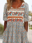 Women's Short Sleeve Summer As Picture Floral Printing Crew Neck Daily Going Out Casual Maxi H-Line Shift Dress Dress