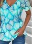 V Neck Simple Geometric T-Shirt