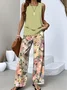 Crew Neck Casual Two-Piece Set With No