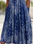 Women's Short Sleeve Summer Purplish blue Floral Printing Crew Neck Daily Going Out Casual Maxi H-Line Shift Dress Dress