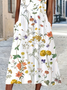 Women's Short Sleeve Summer White Floral Printing Crew Neck Daily Going Out Casual Maxi H-Line Shift Dress Dress