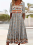 Women's Short Sleeve Summer As Picture Floral Printing Crew Neck Daily Going Out Casual Maxi H-Line Shift Dress Dress
