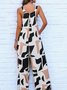 Boho Linen Blend Geometric Others Jumpsuit