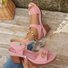 Women's Thick Heel Sandals For Women To Wear As Outerwear In Summer New Thick Heel Large Size Casual Metal Buckle Comfortable High Heel Roman Sandals