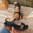 Women's Thick Heel Sandals For Women To Wear As Outerwear In Summer New Thick Heel Large Size Casual Metal Buckle Comfortable High Heel Roman Sandals